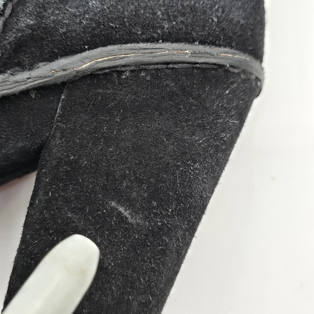 Michael Kors Y2K Black Suede Platform Boots 7M Chunky Heel Square Indie Grunge - Picture 14 of 15